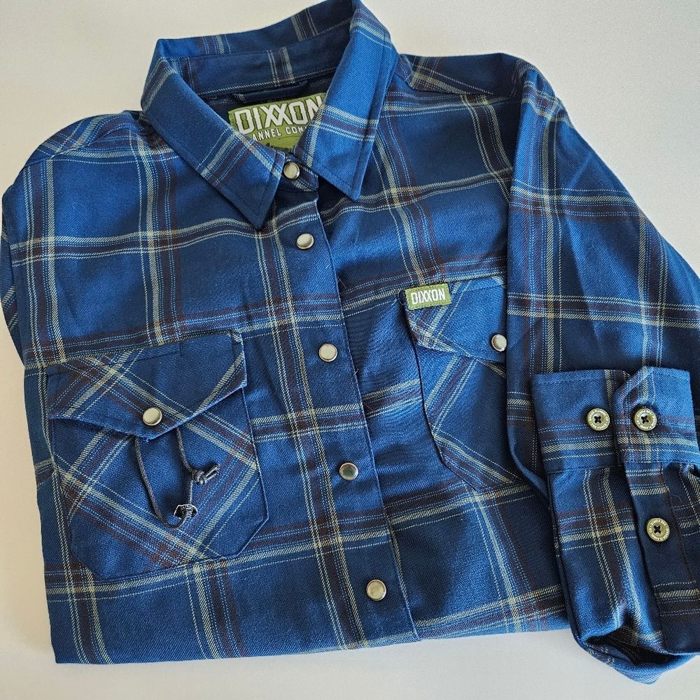 NWOT Dixxon | The Force Blue Grey Button Down Long Sleeve Top Shirt Women Medium